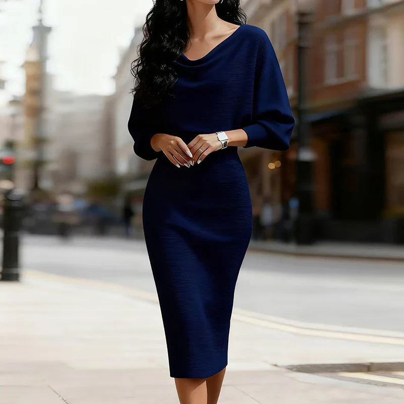 Aurelia Patchwork Maxi Dress – Elegant Batwing Gown